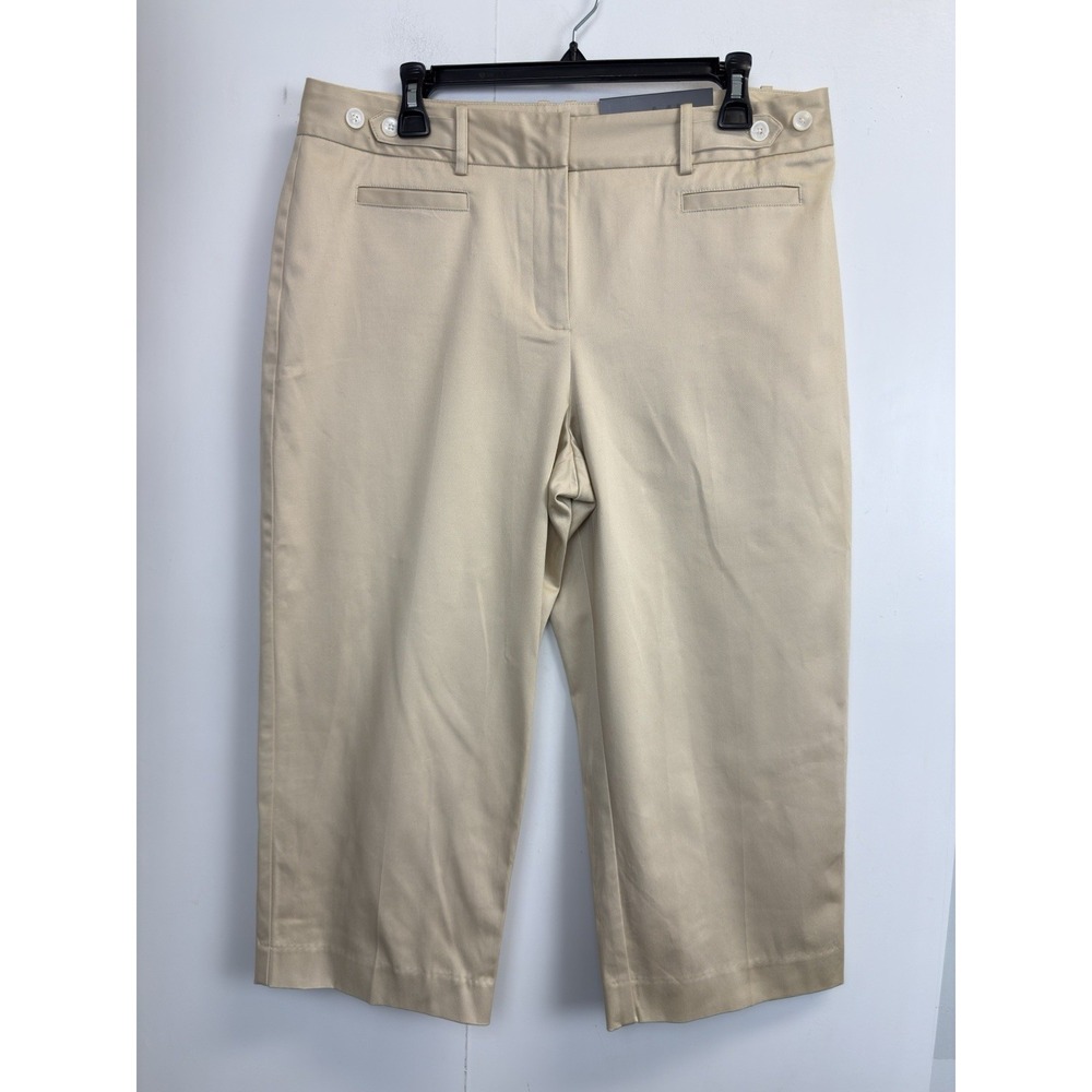 George‎ Womens Size 14 Modern Fit Pants Cropped Khaki Preppy Tan Cotton Stretch
